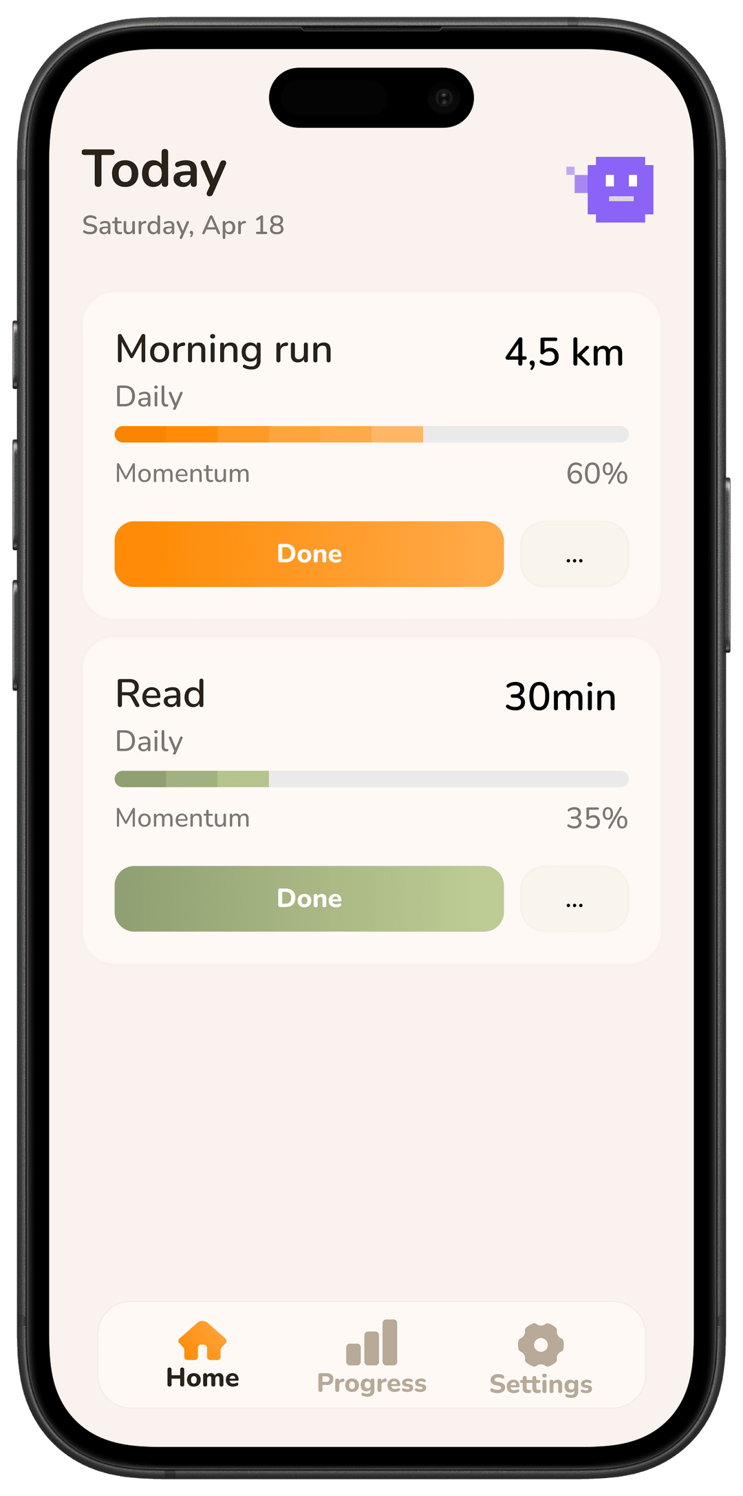 Shift habits home screen preview